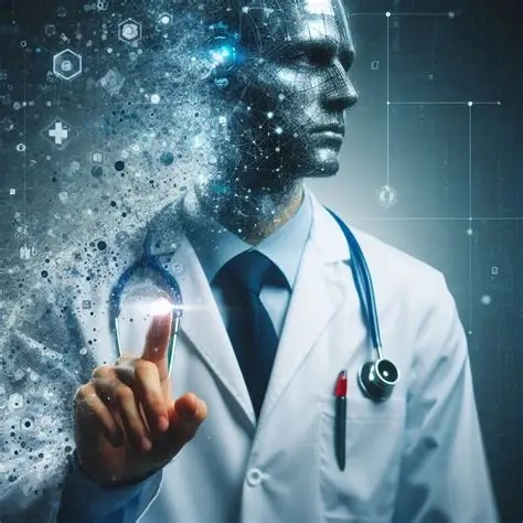 Médico utilizando inteligência artificial com supervisão humana e foco em governança, conformidade e uso responsável da tecnologia